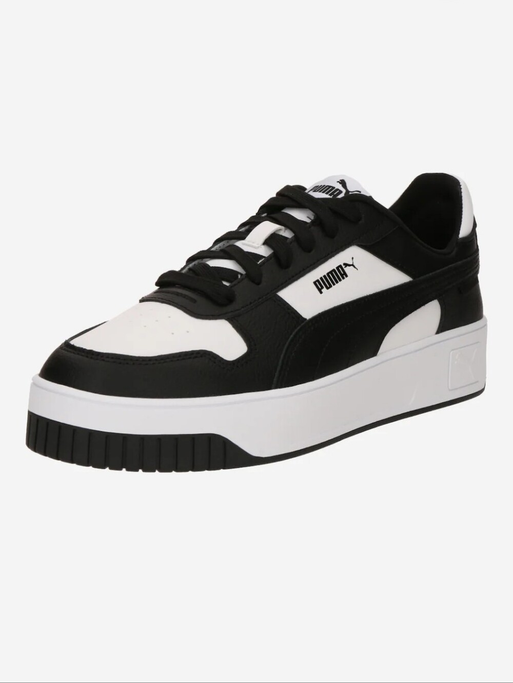 Puma Women's Carina Black and White Platform Lace-Up Street Sneaker